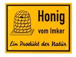 Schild, gelb, Honig vom Imker, 35 x 25 cm