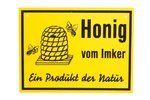 Schild, gelb, Honig vom Imker "mit Biene", 20 x 15 cm